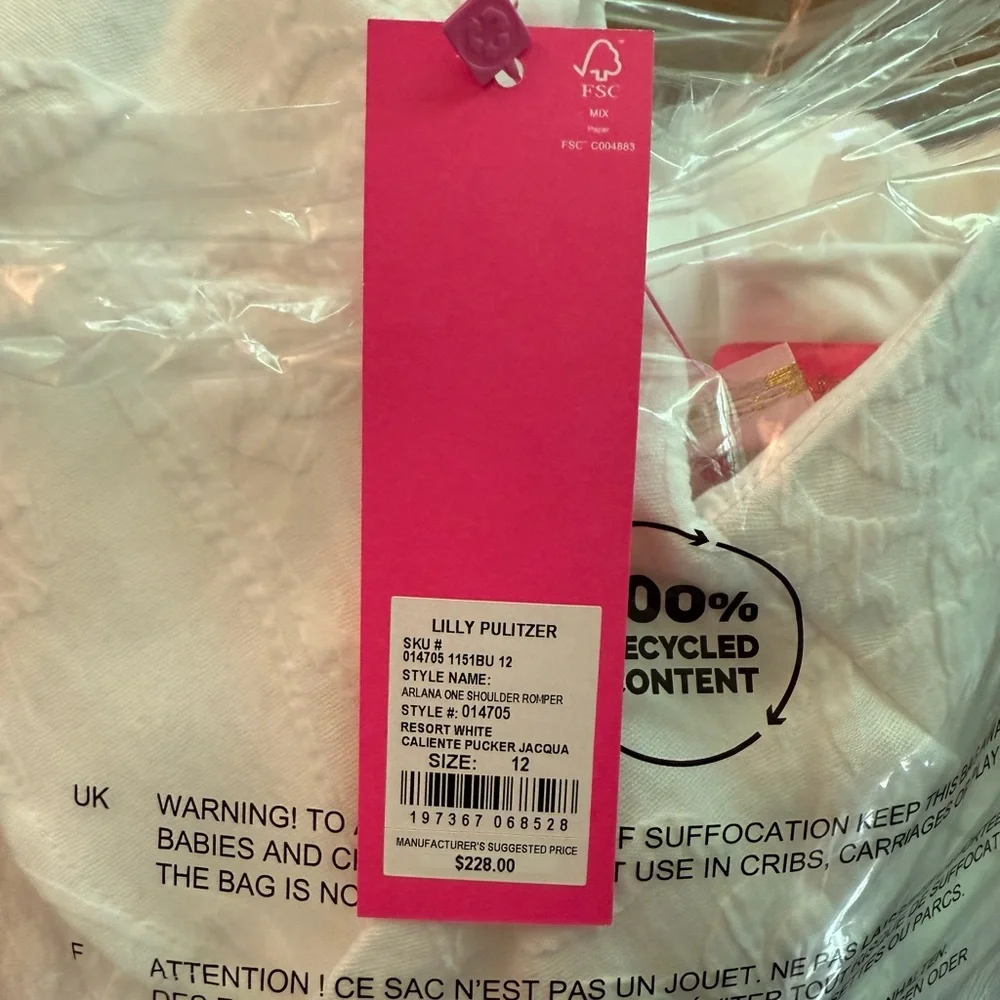 Lilly Pulitzer White Arlana Romper Sizes 12 MSRP $228 NWT - Picture 6 of 6